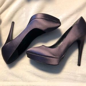 Nina purple satin platform heels